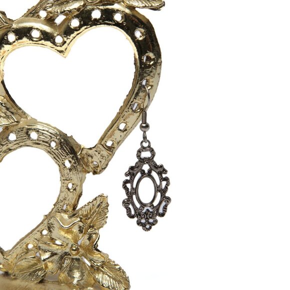 Vintage TORINO Jewelry Display Earring Holder Metal Gold Hearts Butterflies 80s - Picture 6 of 8